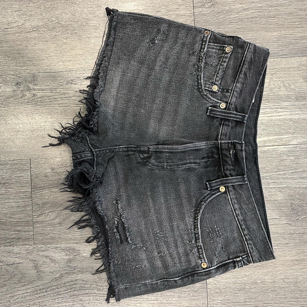 Levi Original Women's Black Distressed Denim Shorts